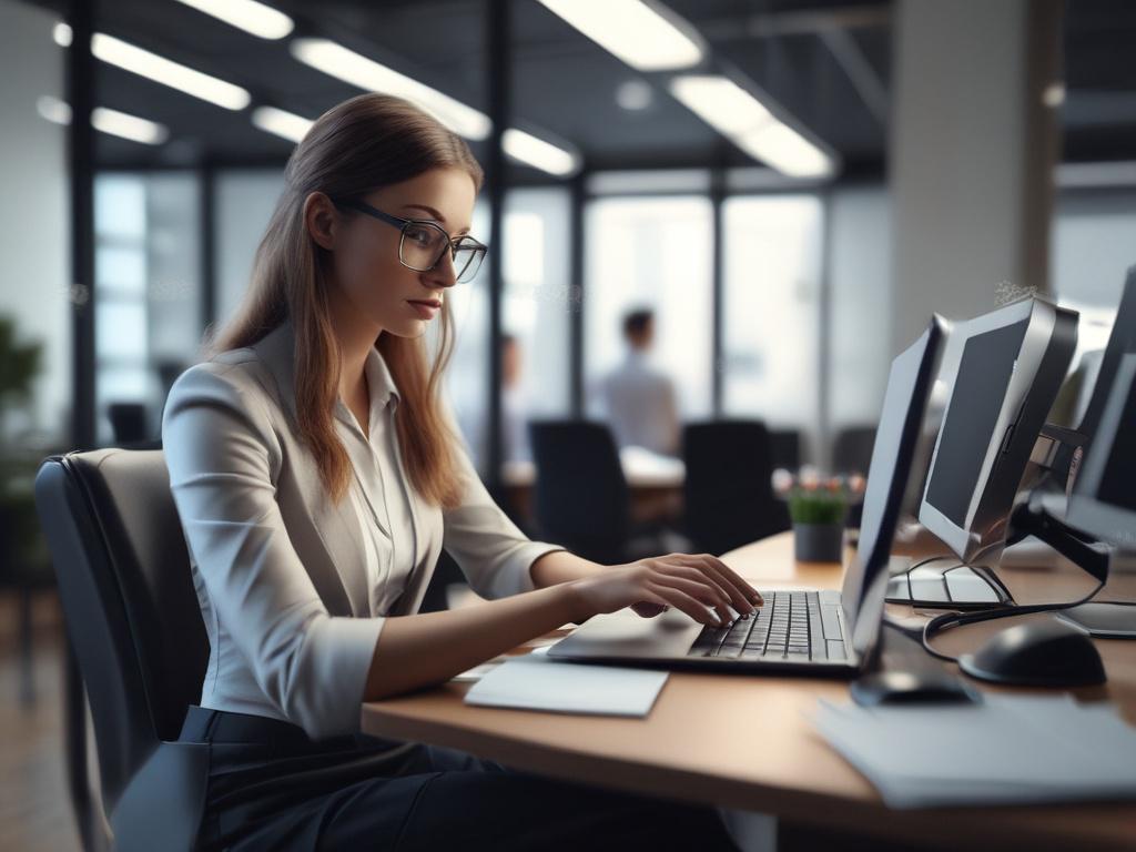 A focused close up shot of a professional virtual assistant