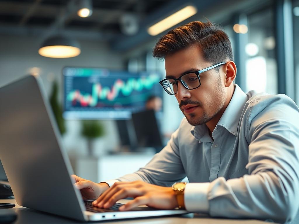 A close up shot of a professional looking person analyzing