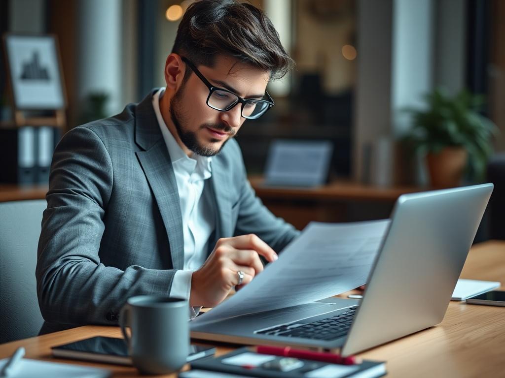 A close up shot of a confident business professional reviewing