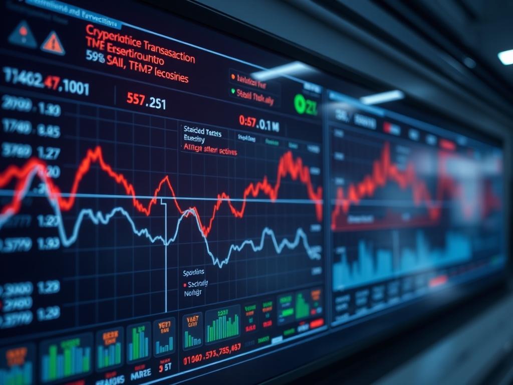 A high tech monitoring dashboard displaying real time transaction data