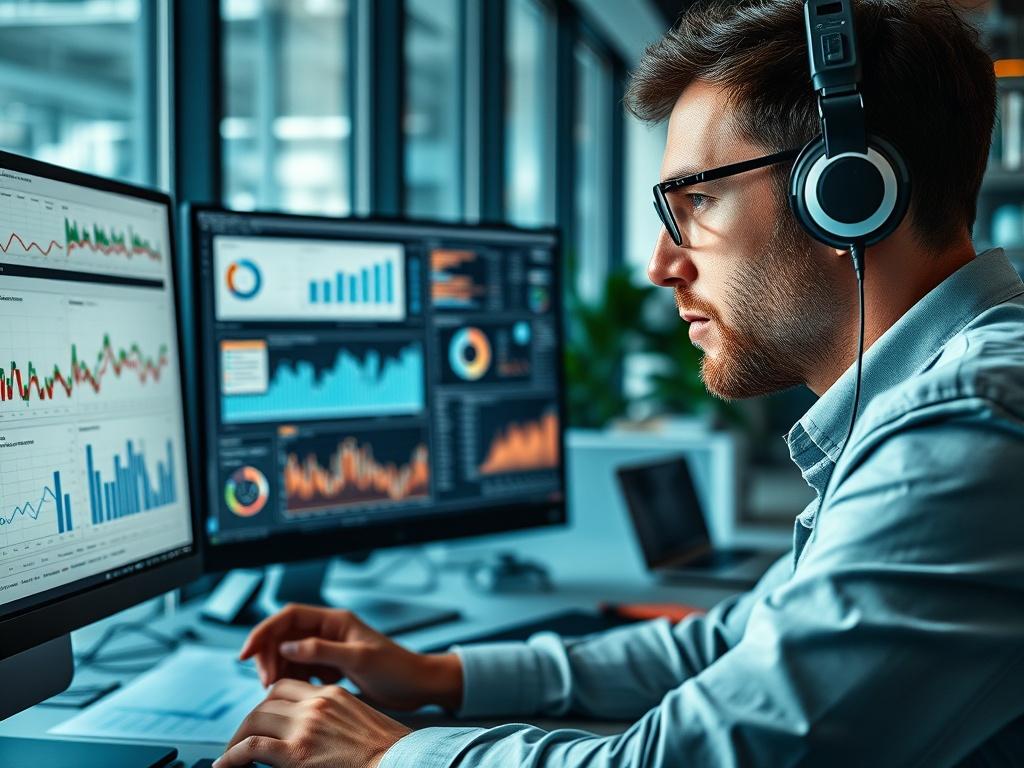 A high resolution close up of a professional analyzing data