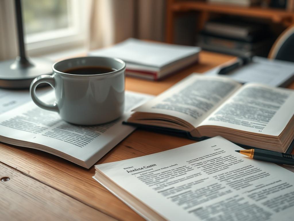 A close-up of a writer's desk, showcasing an open manuscript with editing notes and a coffee cup, illustrating a creative and collaborative environment. The background should softly fade to emphasize the writer's focus on their work.