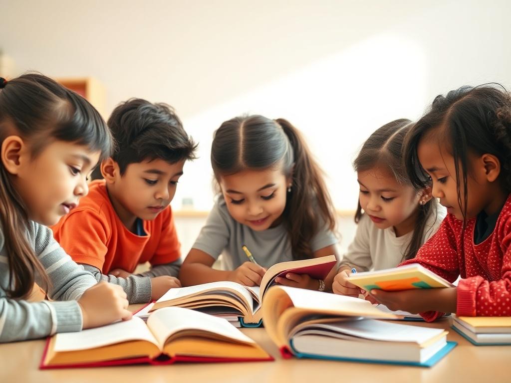 A high resolution image showcasing a diverse group of children