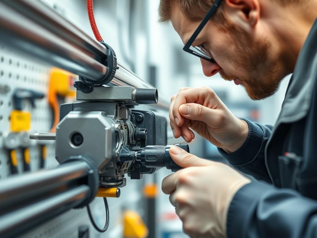 A close up shot of a technician working on a