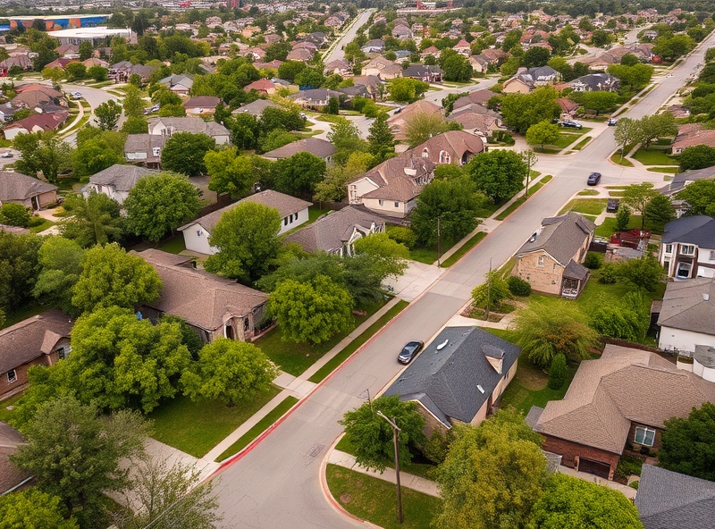 Irving Texas residential neighborhood with homes and security systems