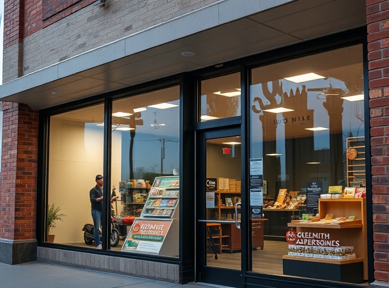 Fort Worth retail storefront with professional security camera coverage at entry and display windows