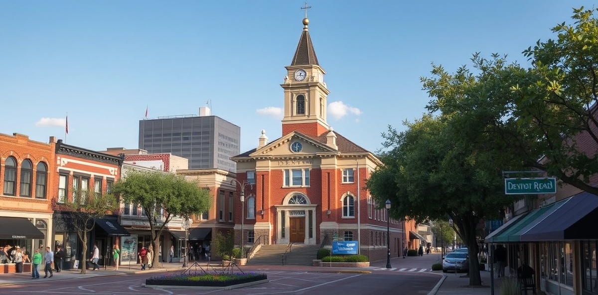 Downtown Denton Texas business district - Professional security camera installation in Denton