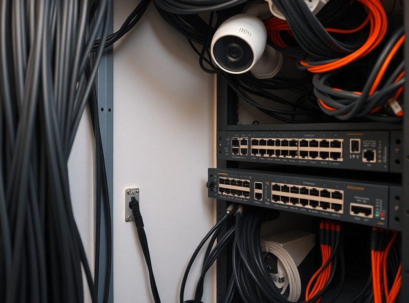 Professional network rack with patch panels