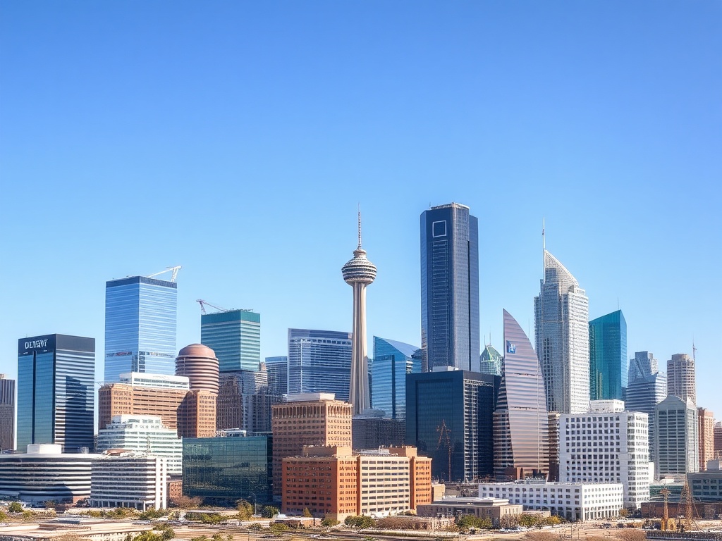 Dallas downtown skyline with iconic skyscrapers and professional security camera solutions