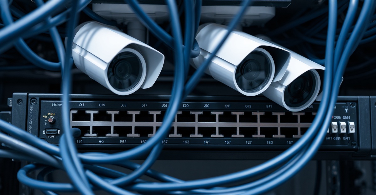 PoE network switch delivering power and data to Fort Worth security cameras