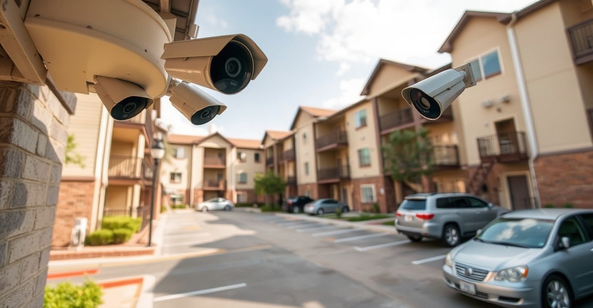 Apartment complex with professional security camera coverage in Fort Worth
