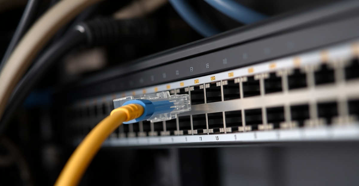 Professional Cat6 cable terminations and network switch for Fort Worth security systems