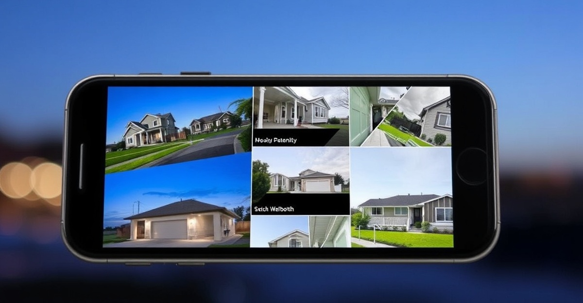 Mobile app showing live security camera feeds for remote monitoring