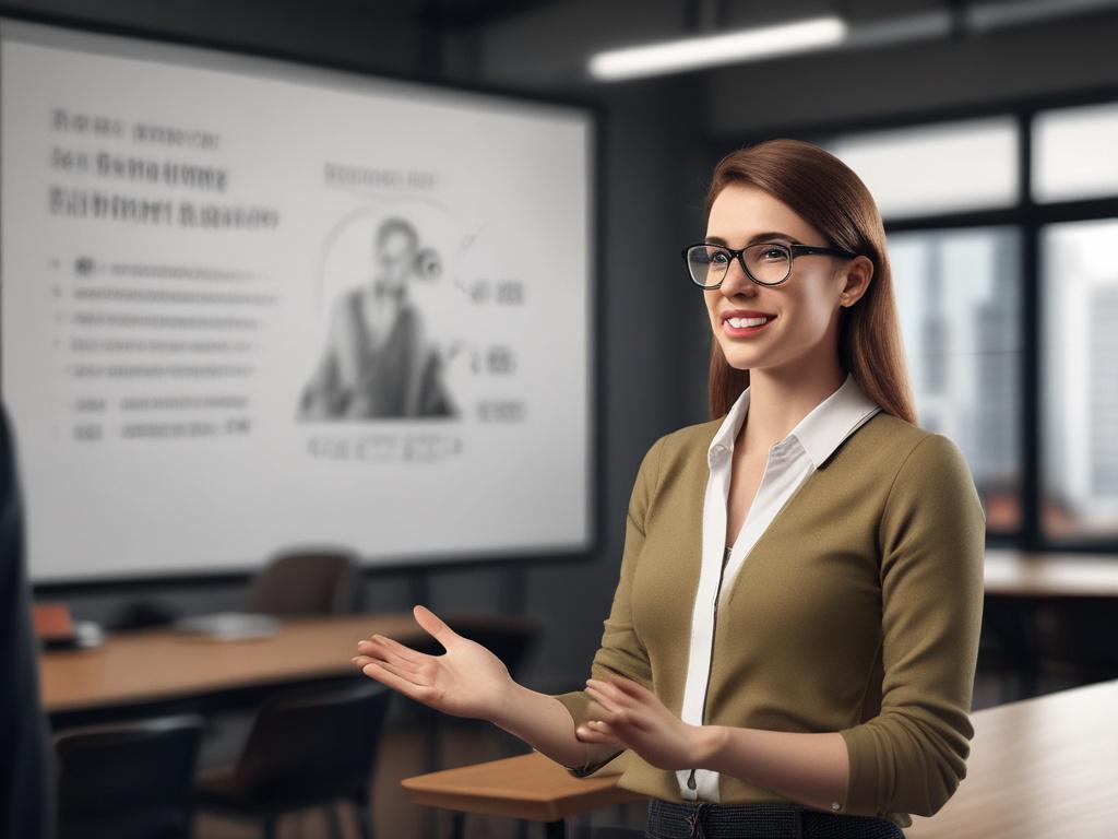A close up shot of an advanced learner confidently delivering