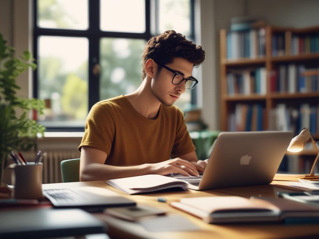 A close up shot of a focused learner studying English