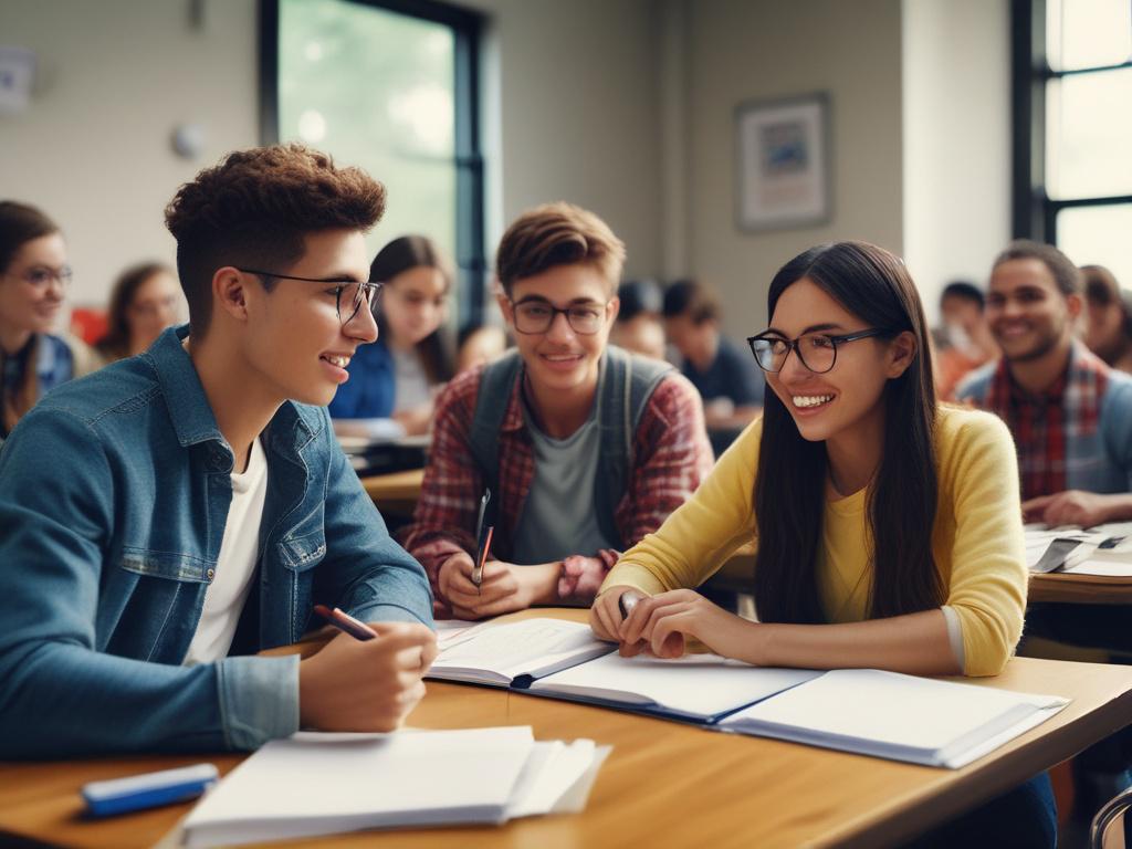 A close up shot of a diverse group of students