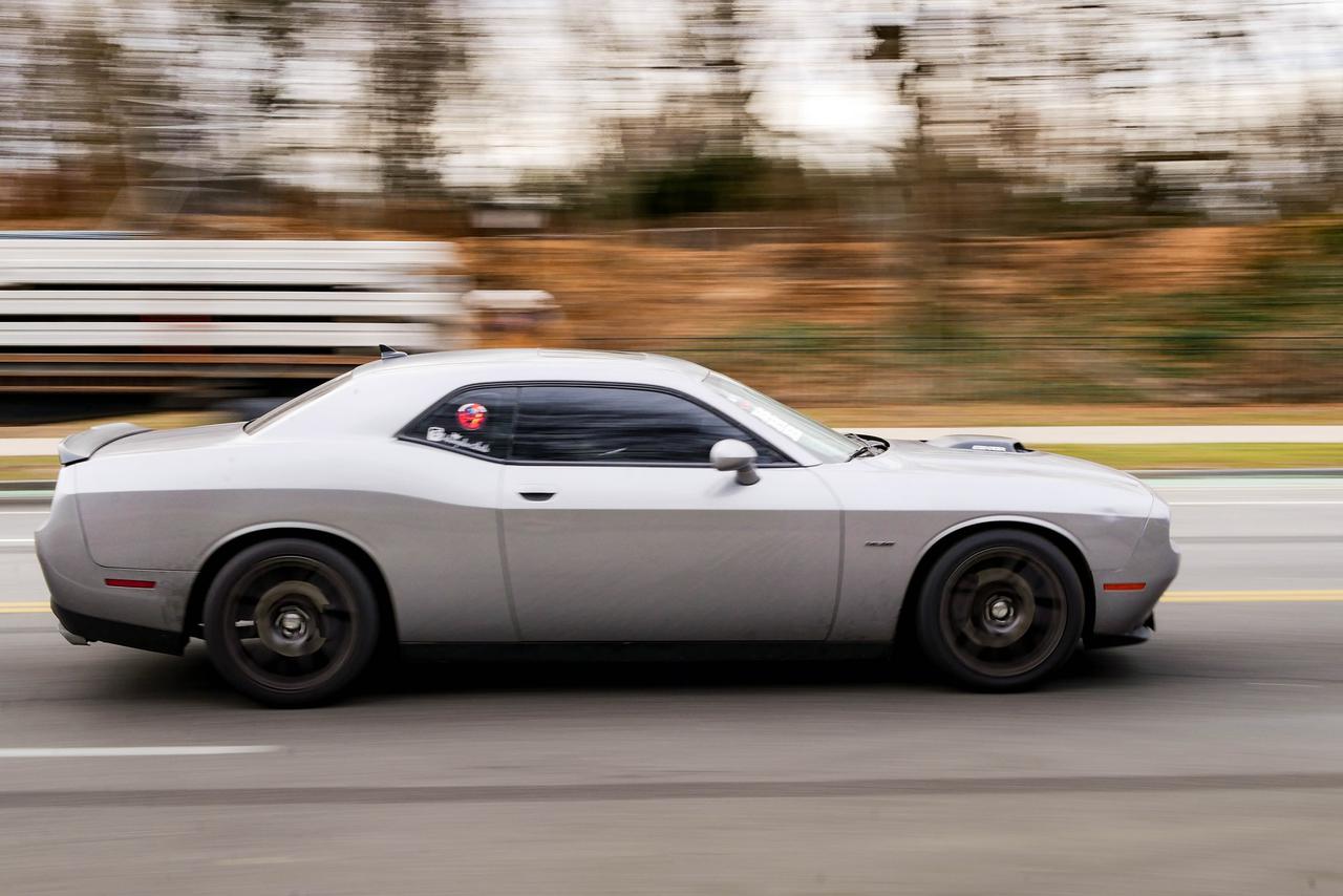 Dodge challenger going fast