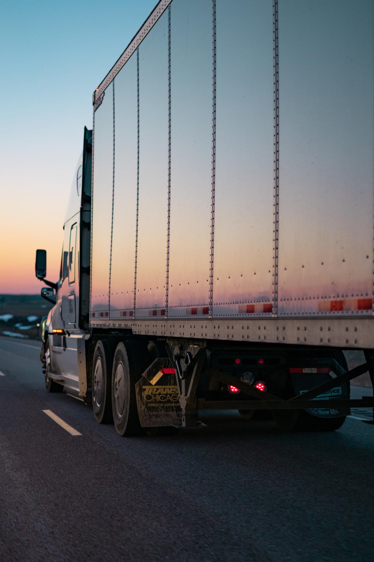 Sunset on Semi Truck