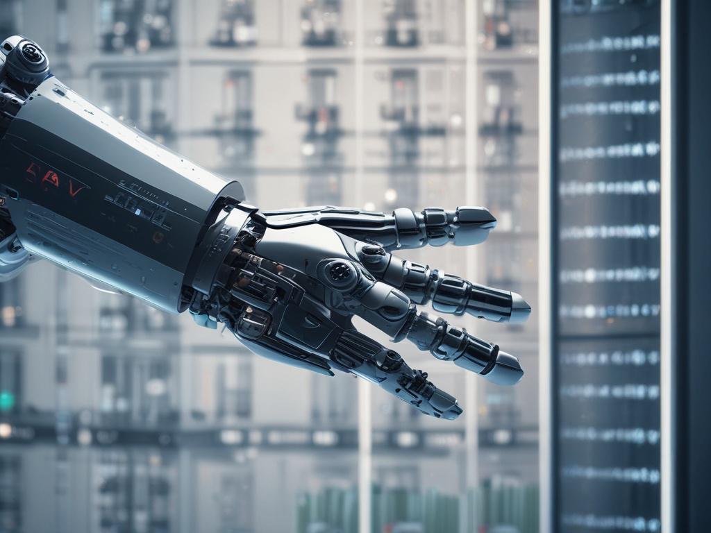 A hyper realistic close up of a sleek, futuristic AI