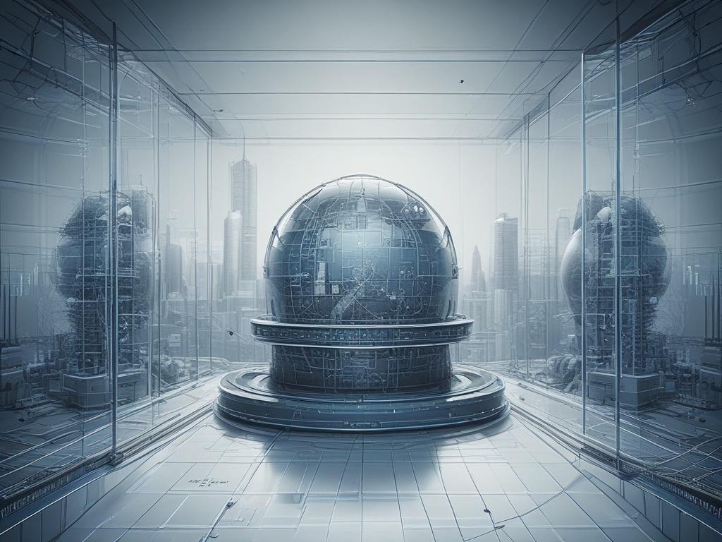 A hyper realistic close up shot of a digital blueprint