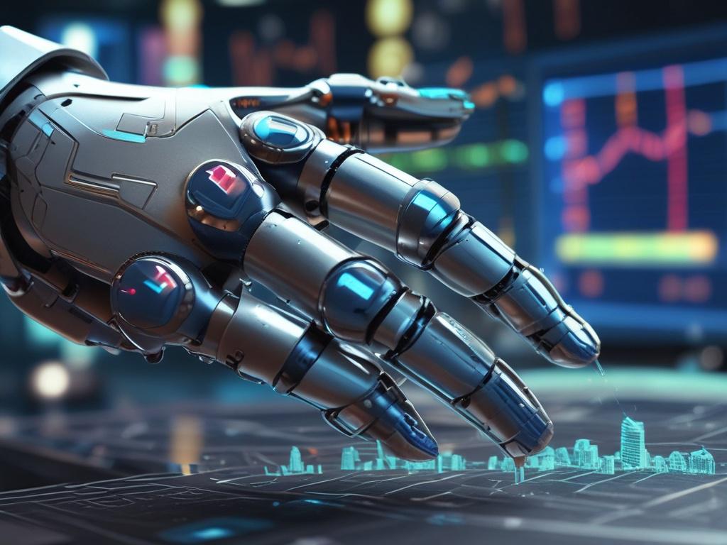 A hyper realistic close up of a sleek, futuristic AI