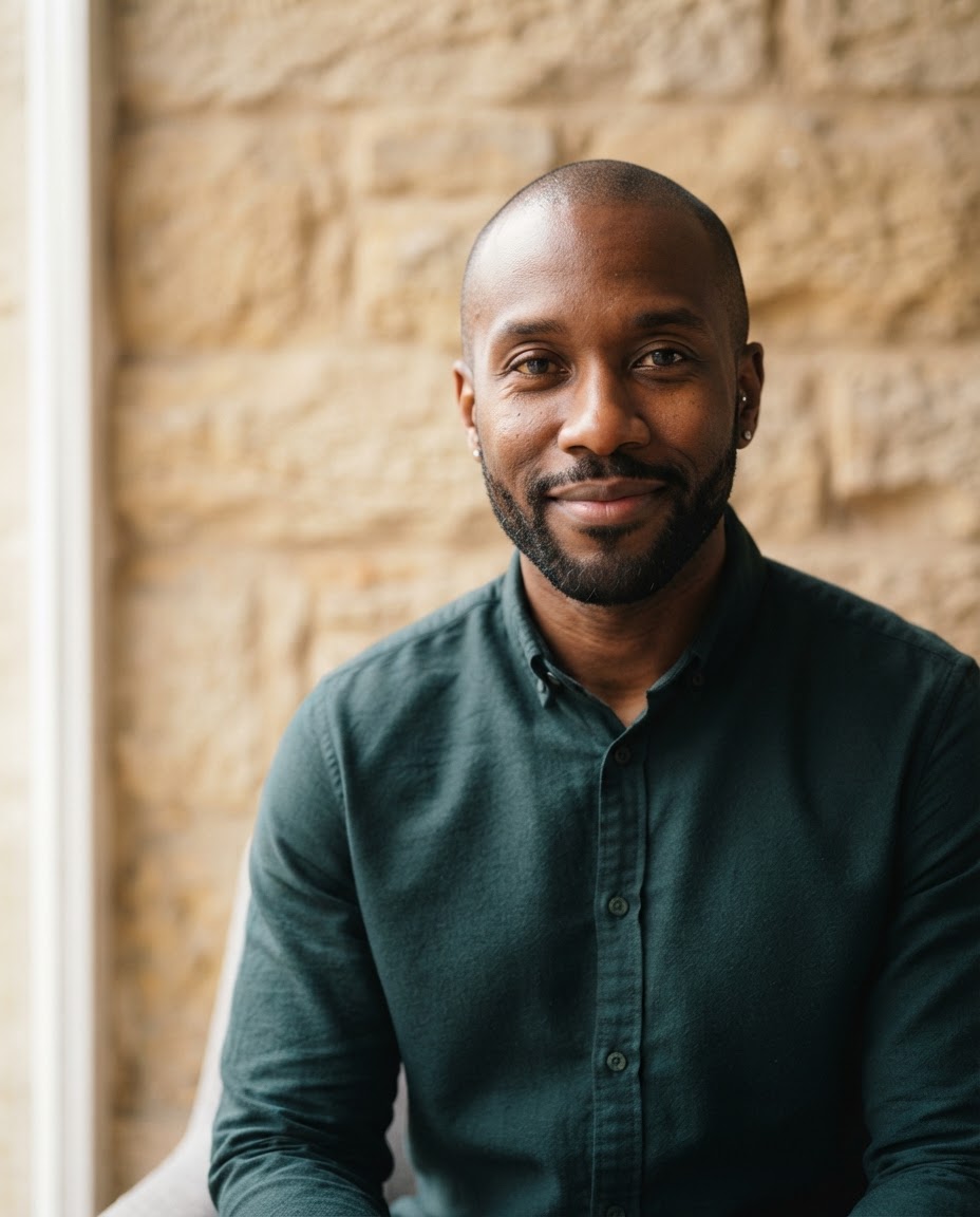 Daniel Okafor, privacy and quality analyst, in a warm stone studio