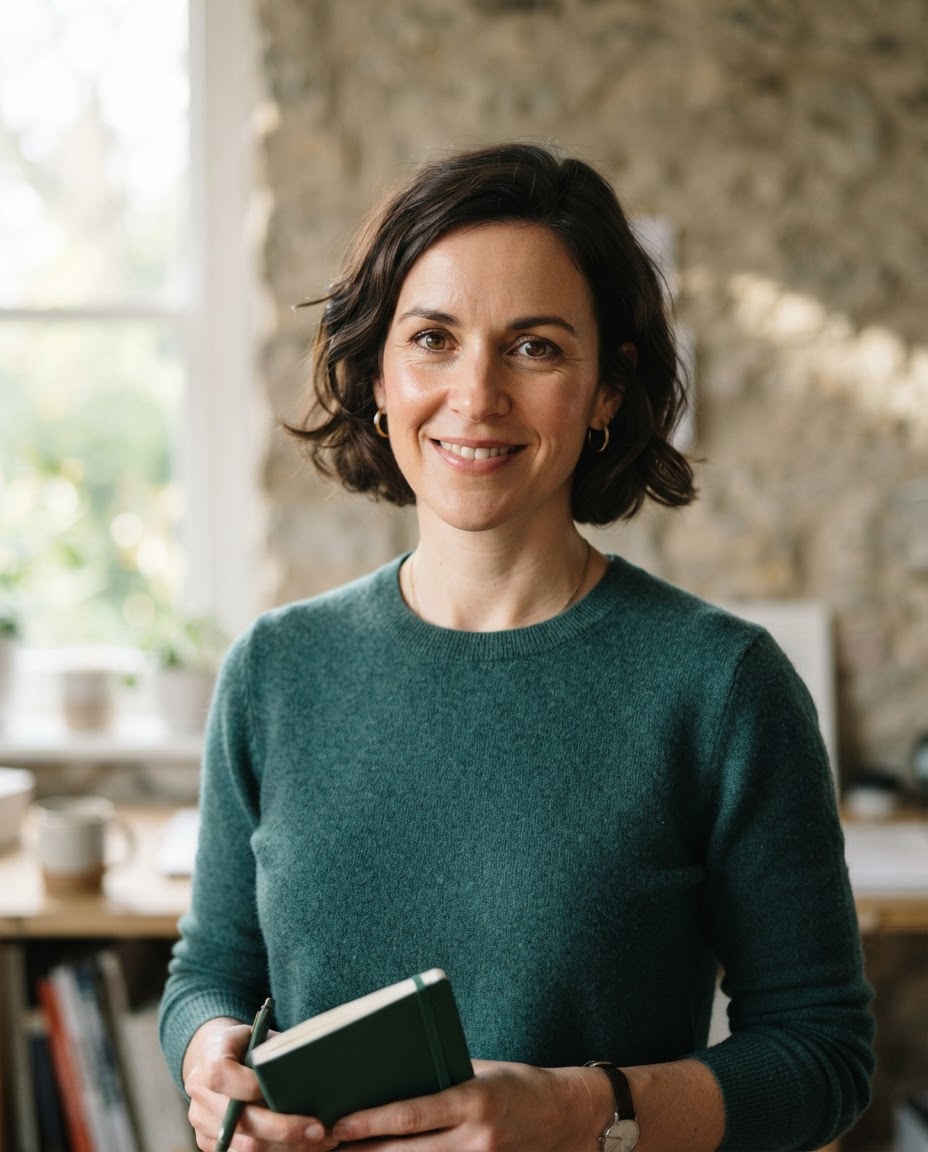 Eleanor Shaw, service design lead, smiling in a warm stone studio