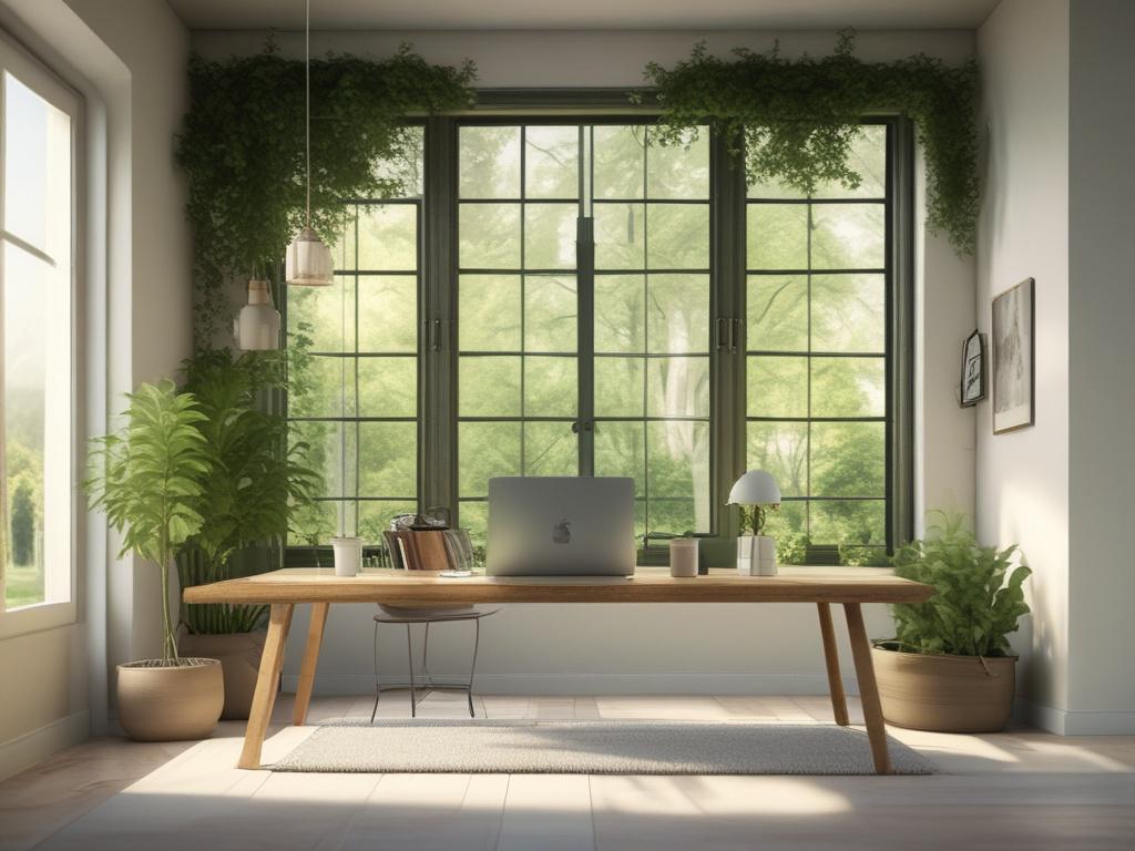 A serene workspace with a single laptop on a clean