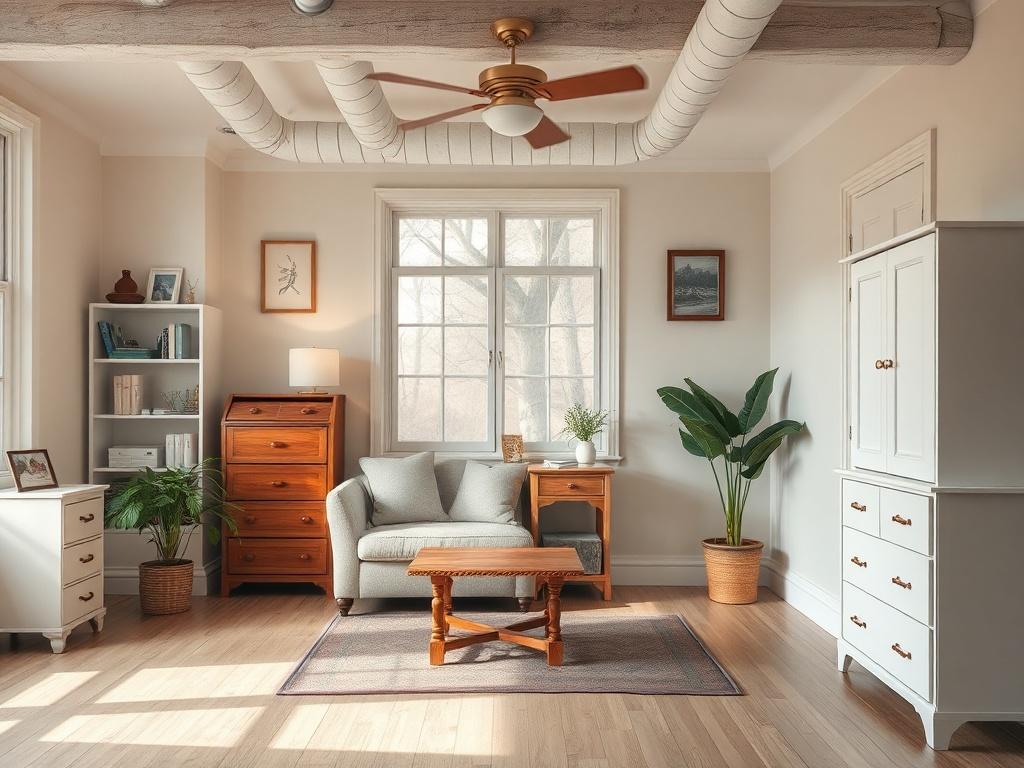 A close-up shot of a clean and organized space after an estate sale, highlighting a fresh and empty room awaiting new beginnings.
