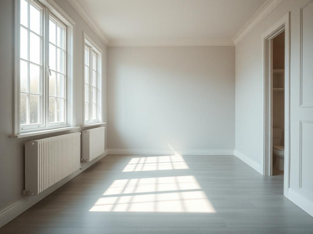 A close-up shot of a clean, empty room with sunlight streaming through the windows, emphasizing the fresh and tidy space left after an estate clean-out.