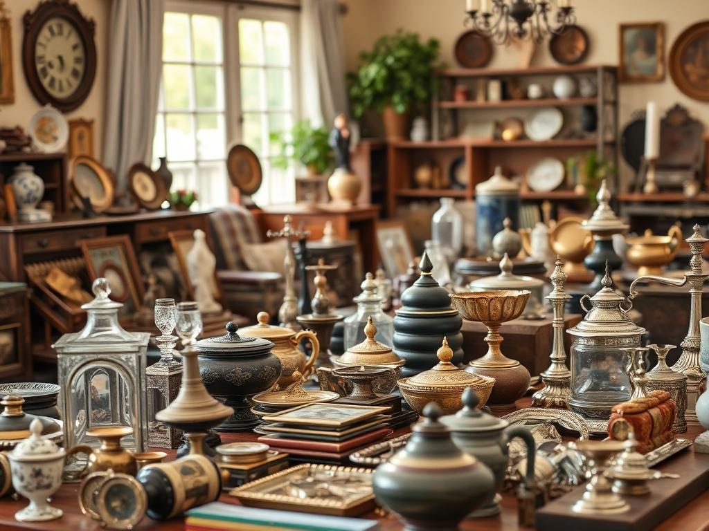 A close up shot of a beautifully organized estate sale