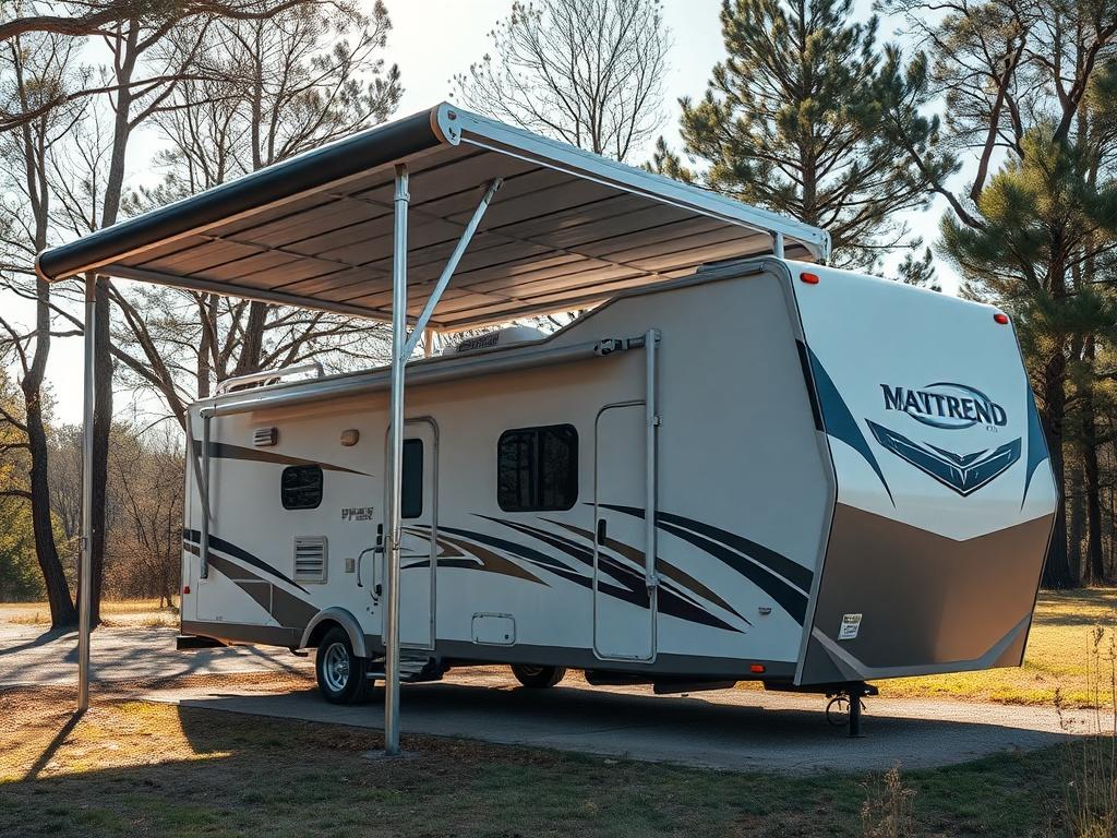 A hyper realistic close up shot of a metal RV
