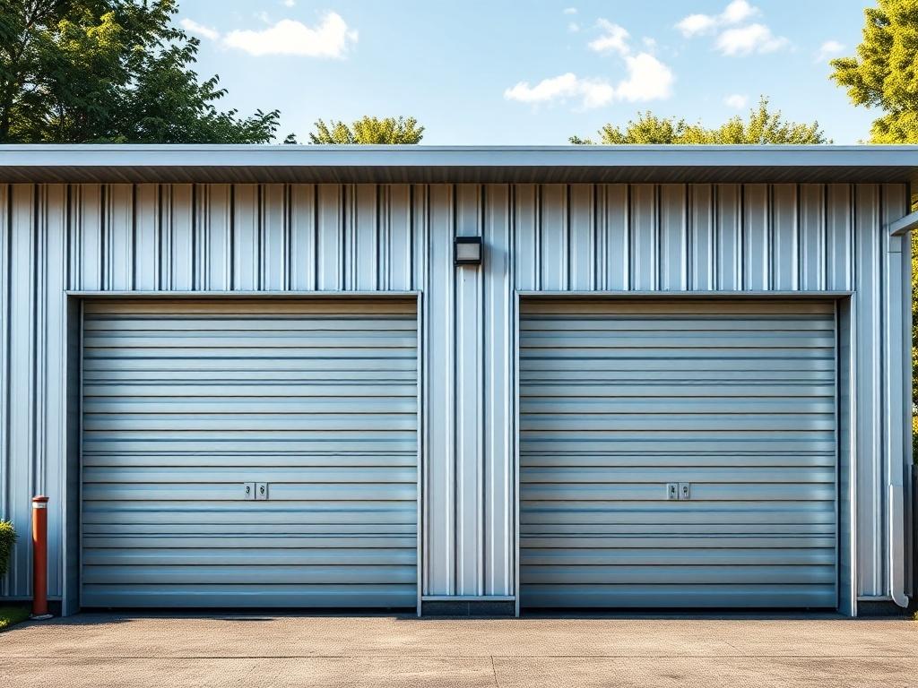 A close up shot of a sleek, modern metal garage