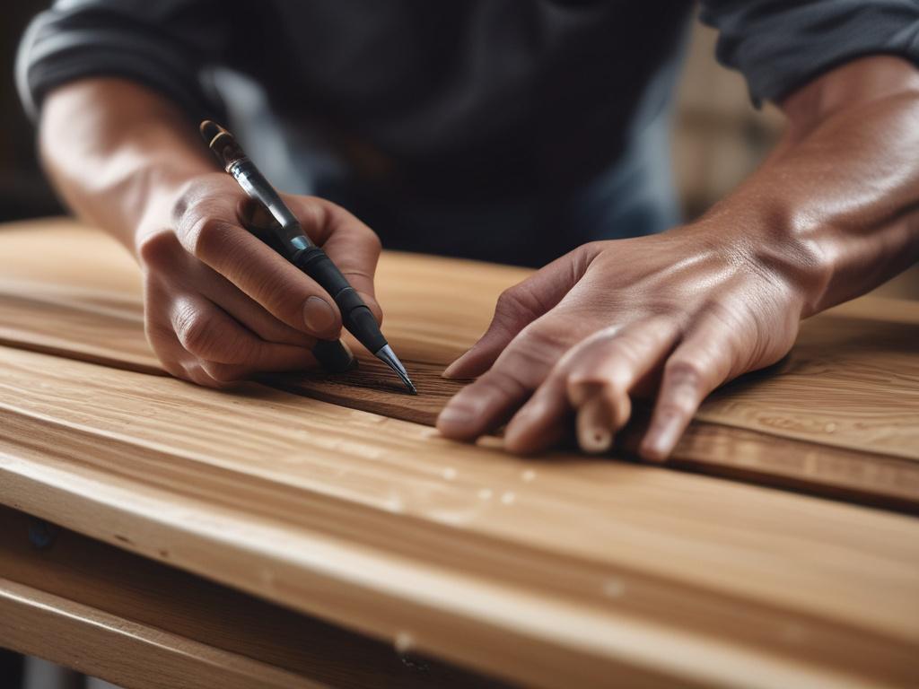 A close up shot of a skilled carpenter working on