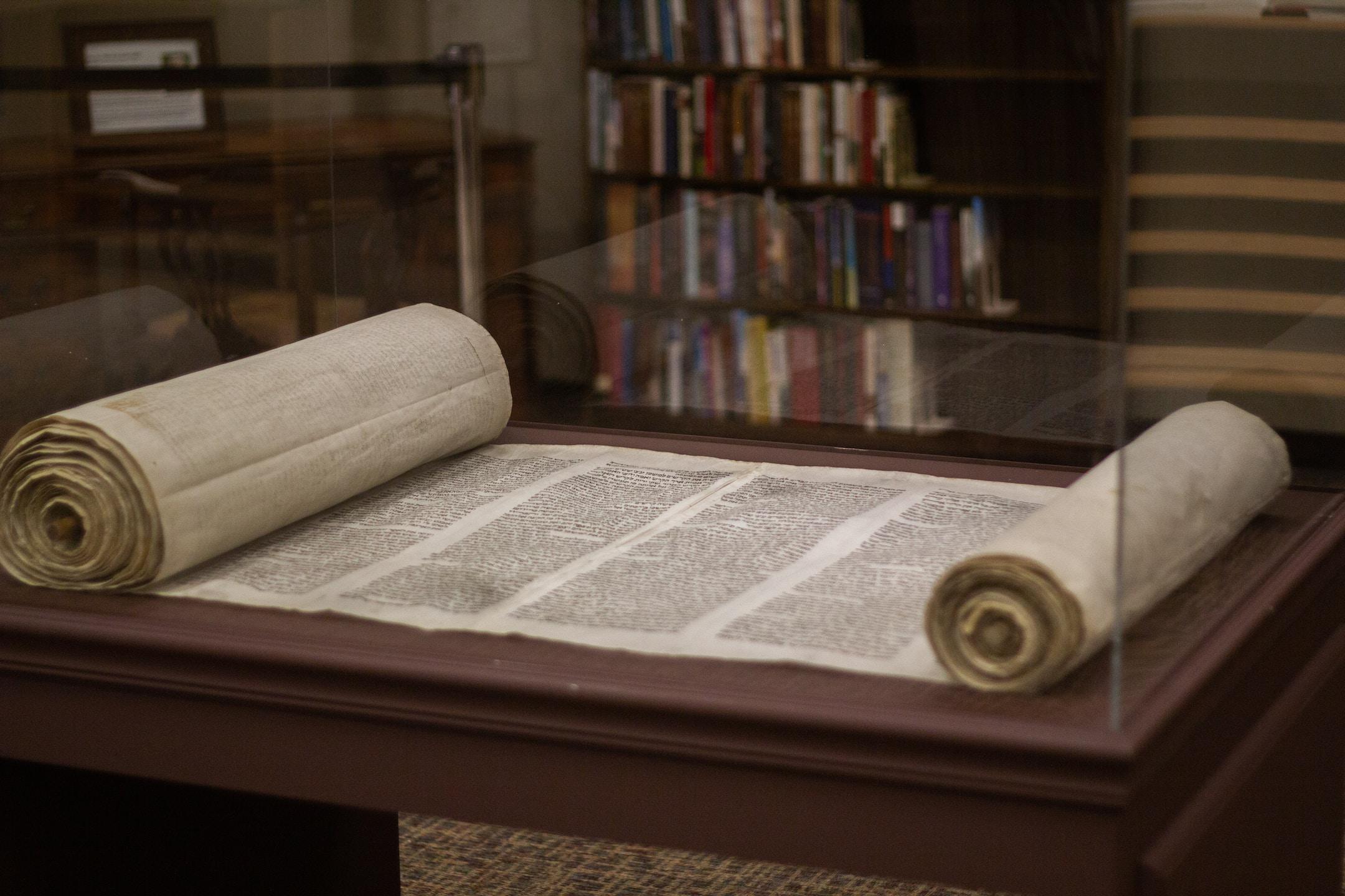 The unveiling of the new Torah display at Trinity International University
