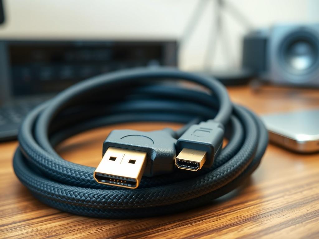 A close up shot of a high speed HDMI cable