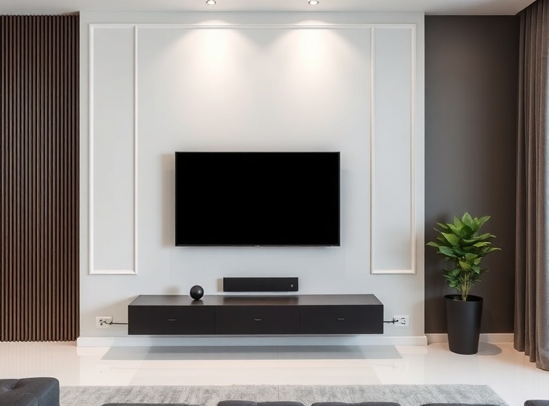 TV wall installation with professional mounting