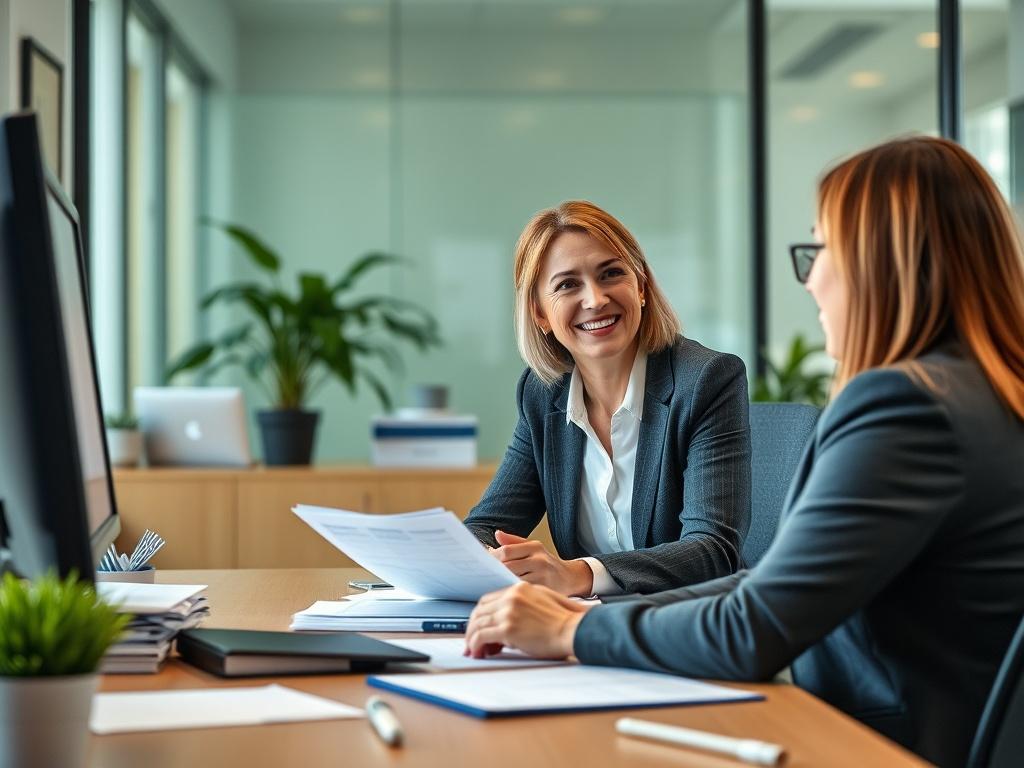 A professional and inviting office setting focused on a confident