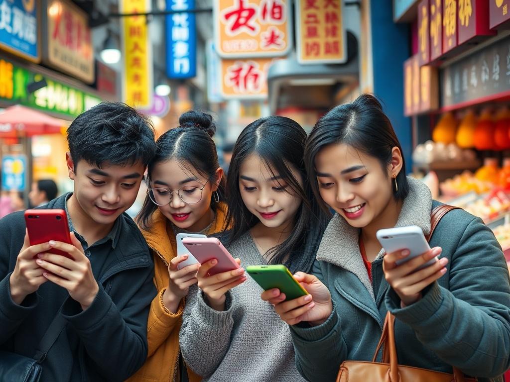 A vibrant close up shot of a diverse group of