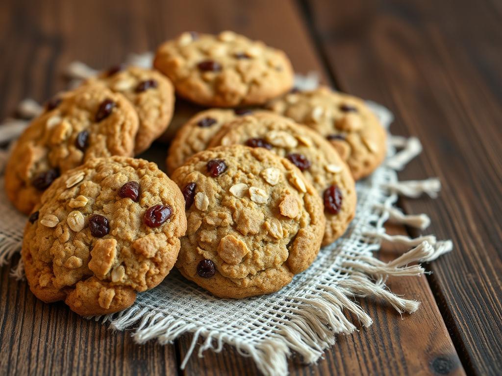 An inviting image of Oatmeal Raisin Cookies displayed on a