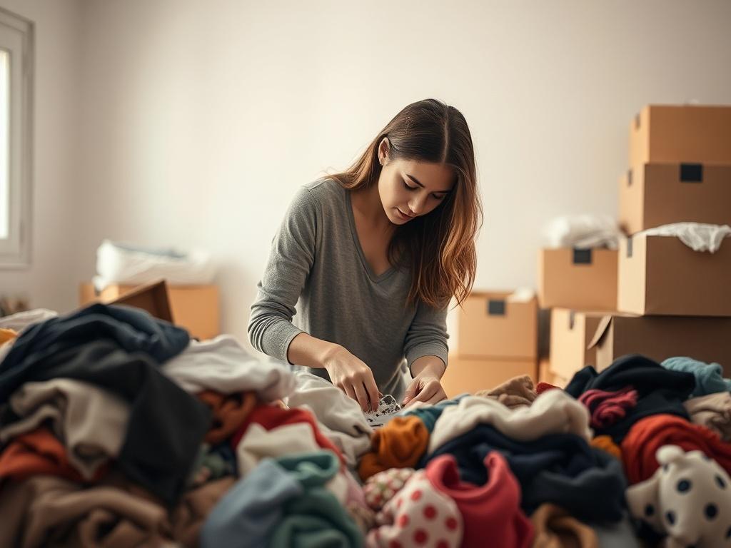 A realistic high resolution of a decluttering session in progress,