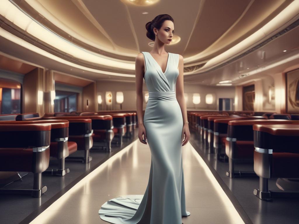 A glamorous ramp model or airhostess in an elegant evening