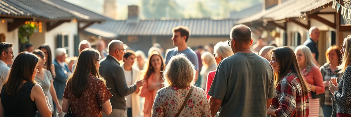 Mensen in gesprek en samenkomst in het dorp