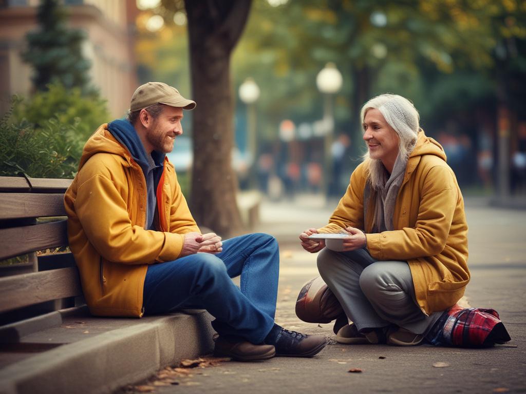Create a realistic high resolution of a compassionate volunteer, engaging