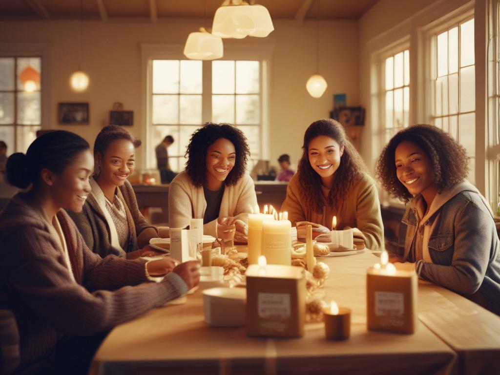 A warm and inviting fundraising campaign scene featuring a diverse