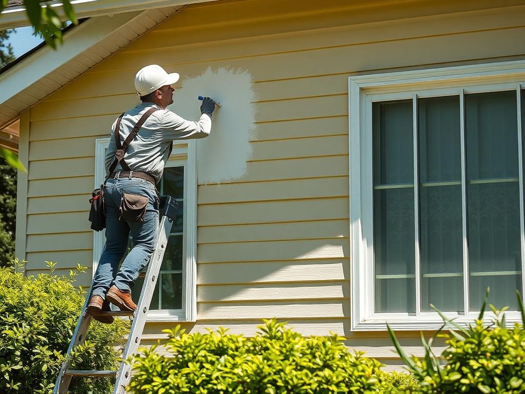 A realistic high resolution image of a professional painter working