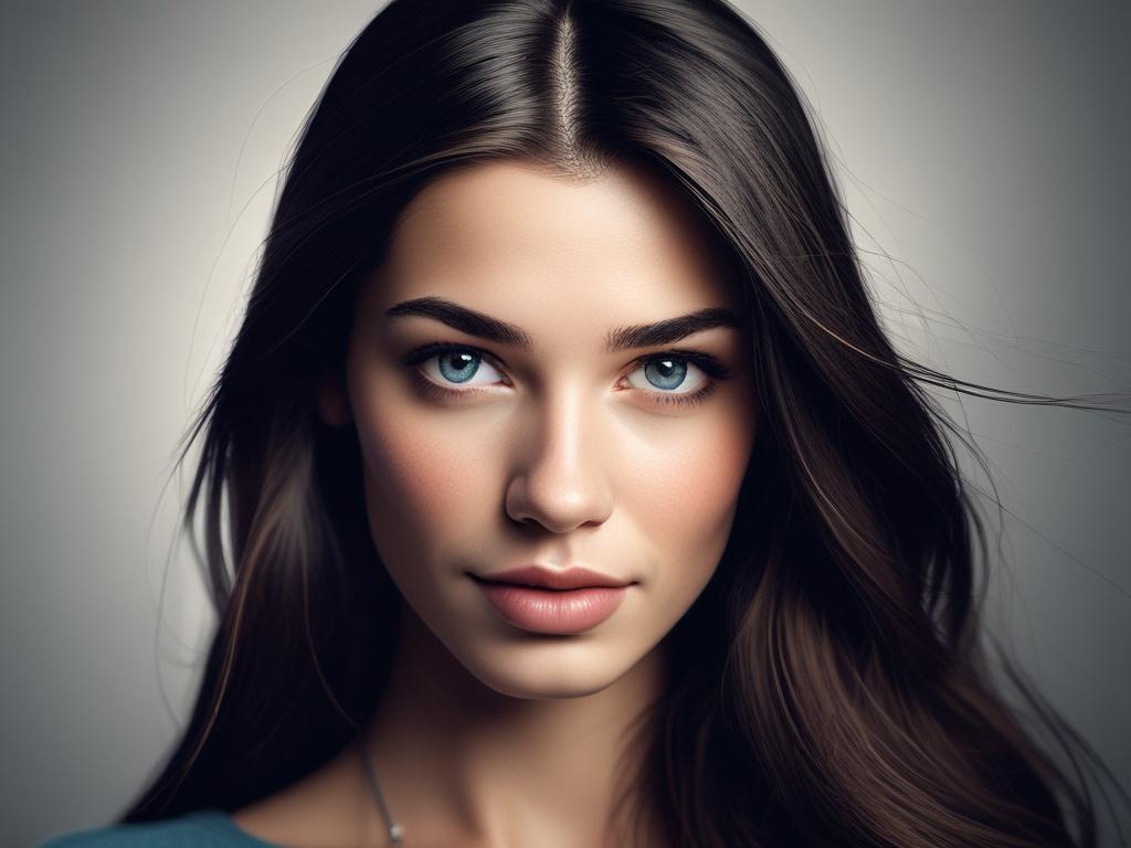 Create a realistic high resolution of a stunning young woman