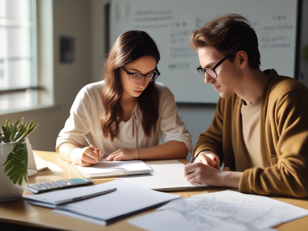 A dedicated tutor helping a student understand a complex problem,
