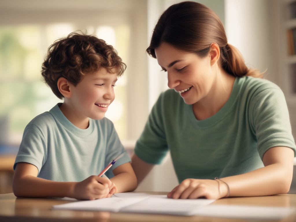 a parent discussing with a tutor about a child's progress,