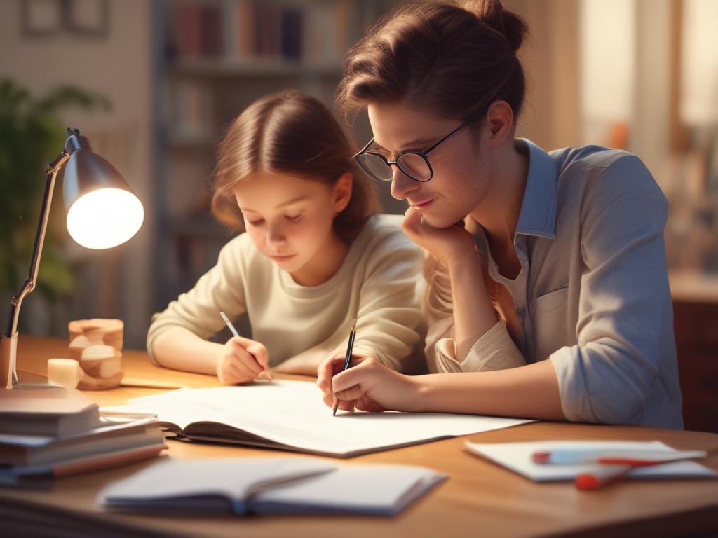 a tutor helping a child with their homework at a